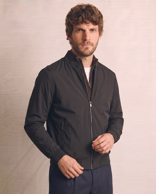 Bomber Basic in Tessuto Tecnico - Moro