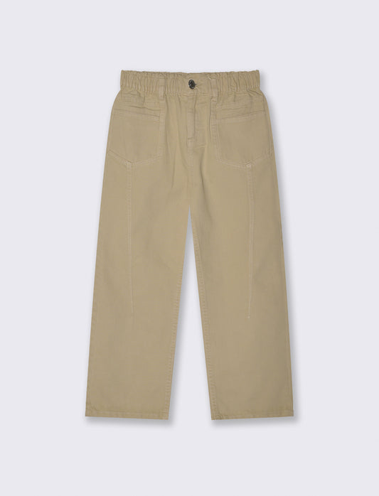 Wide cotton pants with pockets - Beige