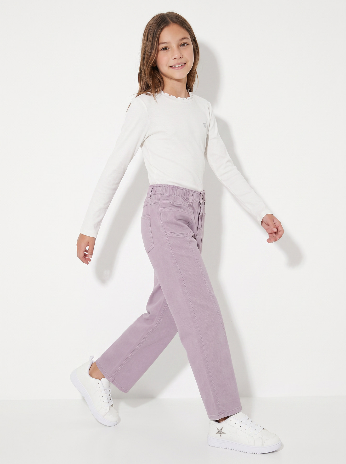 Pantaloni wide in cotone con tasche - Rosa