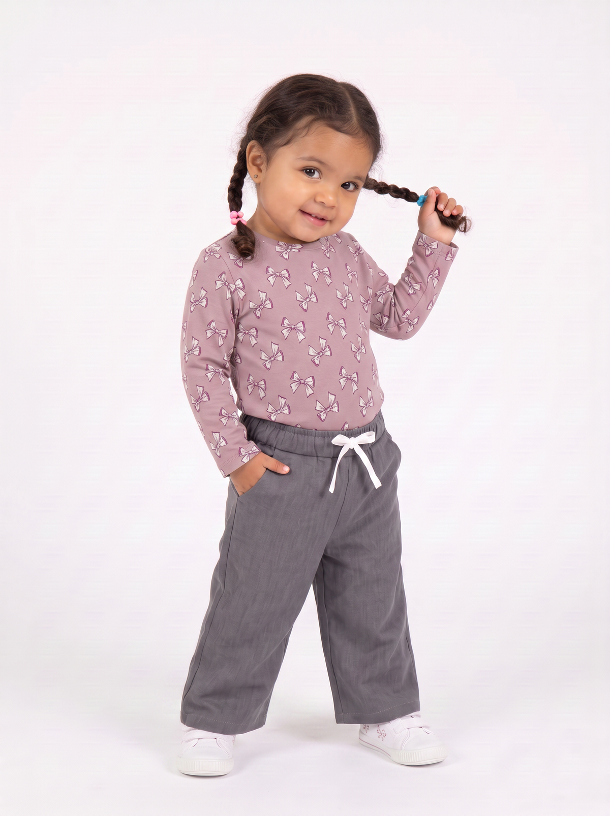 T-shirt con stampa all-over in cotone - Rosa polvere