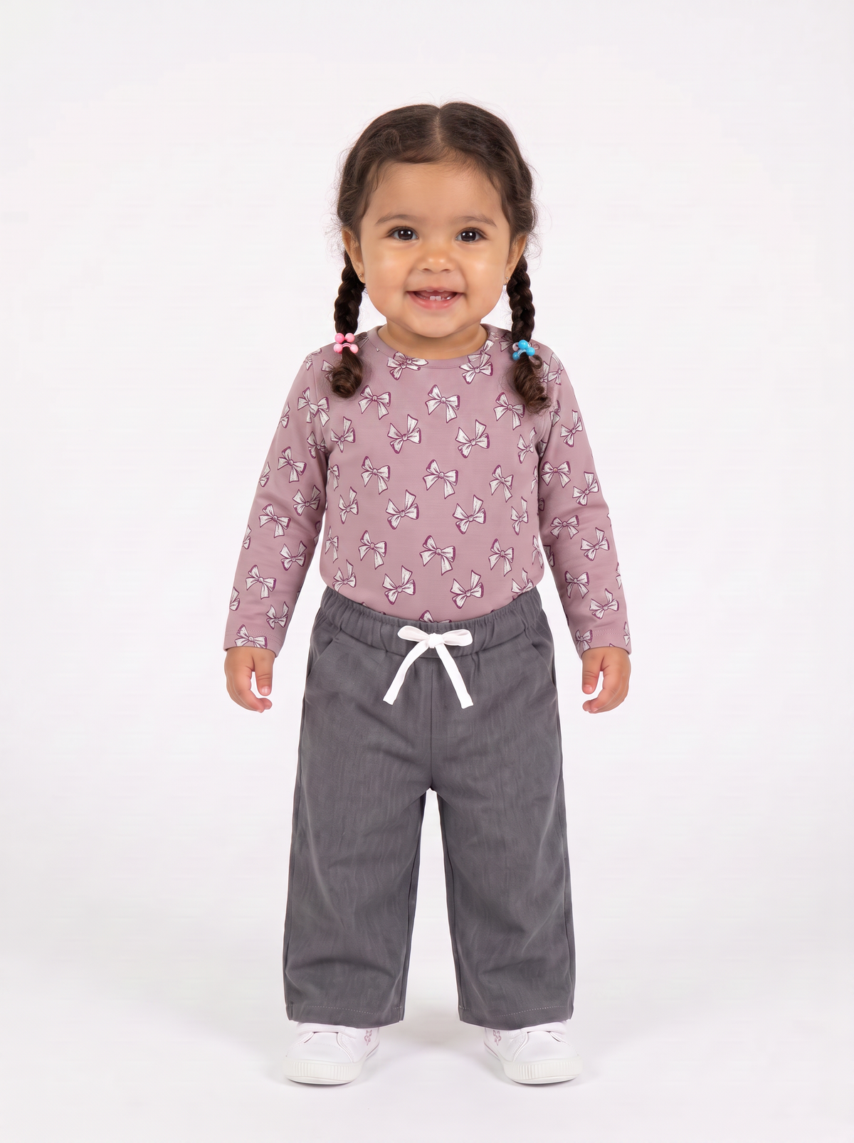 T-shirt con stampa all-over in cotone - Rosa polvere
