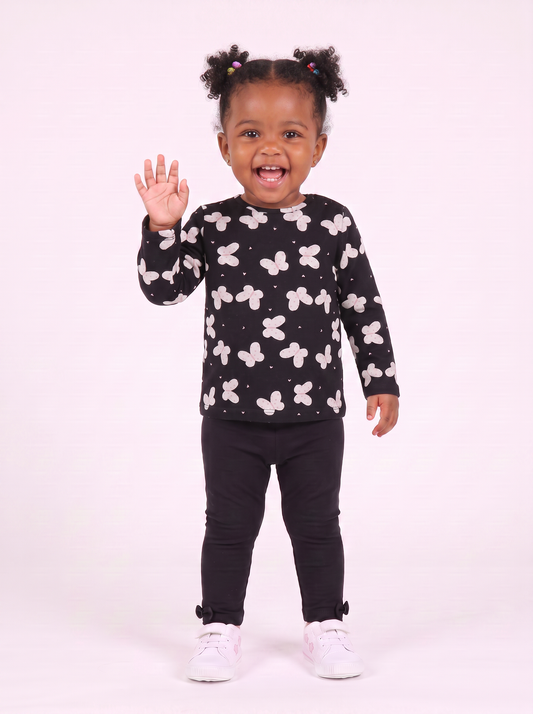 All-over print cotton T-shirt - Black