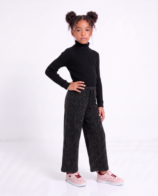 Jogger gamba larga con stampa trendy - Nero