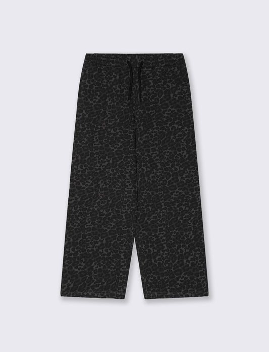 Jogger gamba larga con stampa trendy - Nero