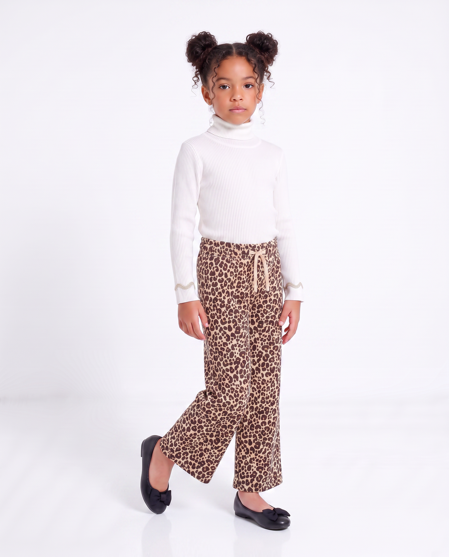 Wide Leg Trendy Print Joggers - Animalier