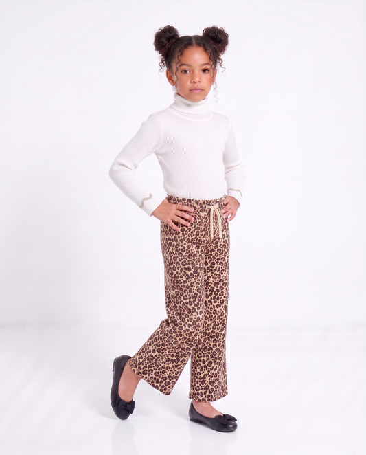Jogger gamba larga con stampa trendy - Leopardato