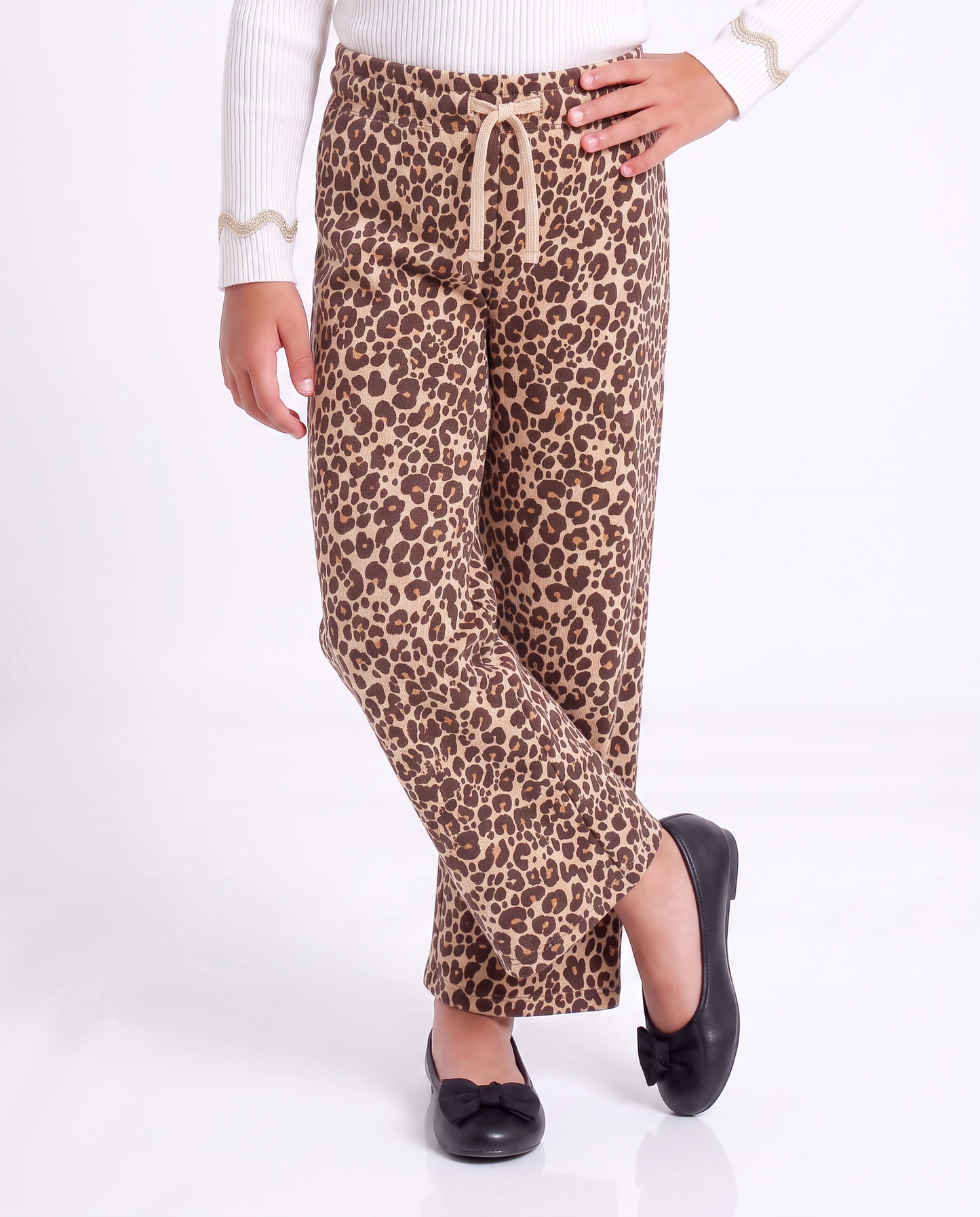 Wide Leg Trendy Print Joggers - Animalier