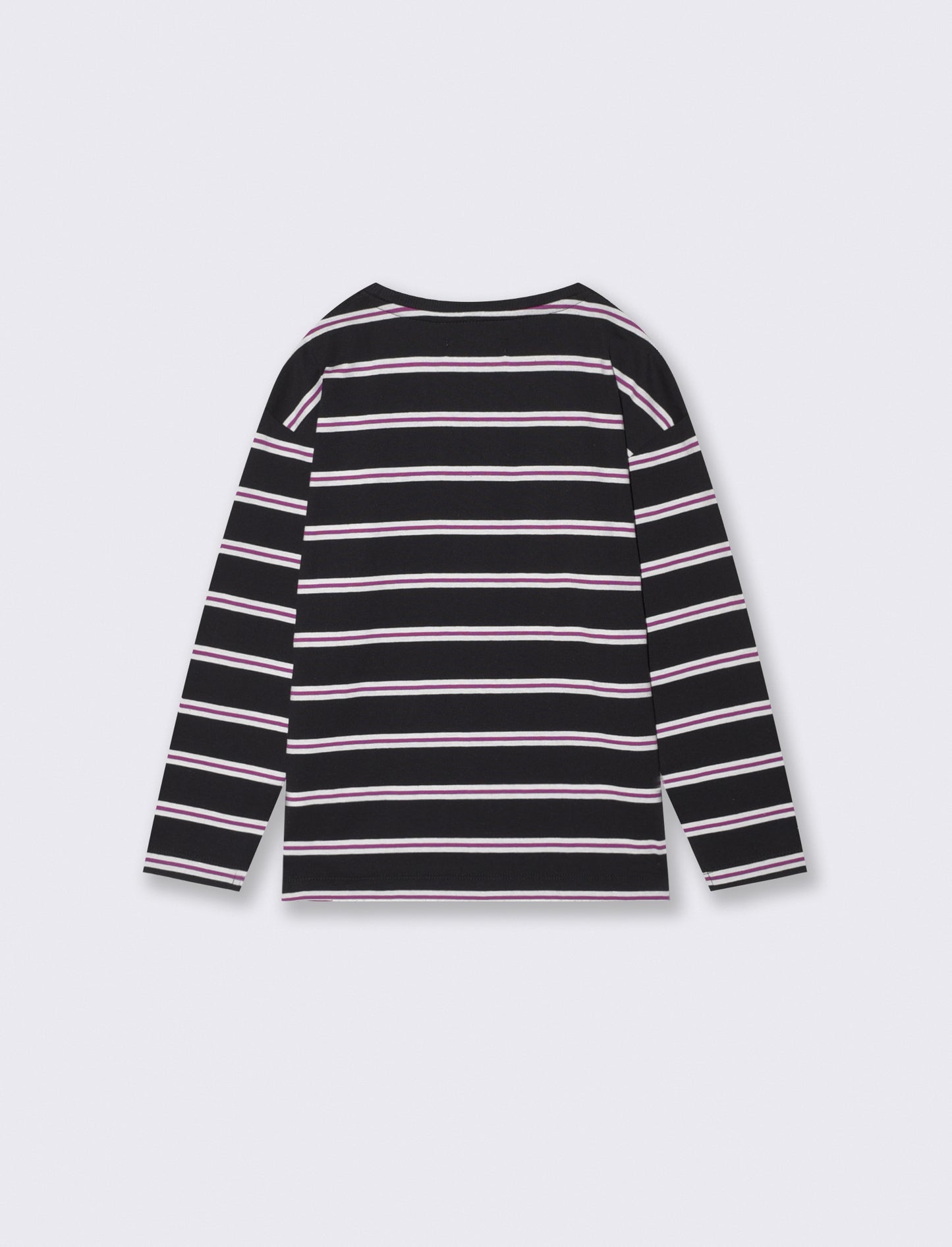 T-shirt a righe manica lunga da bambina - Nero