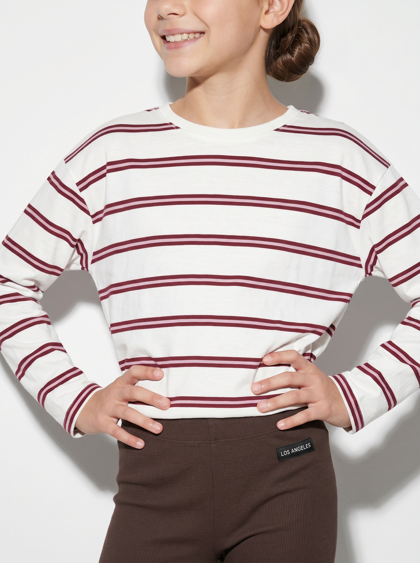 T-shirt a righe manica lunga da bambina - Righe
