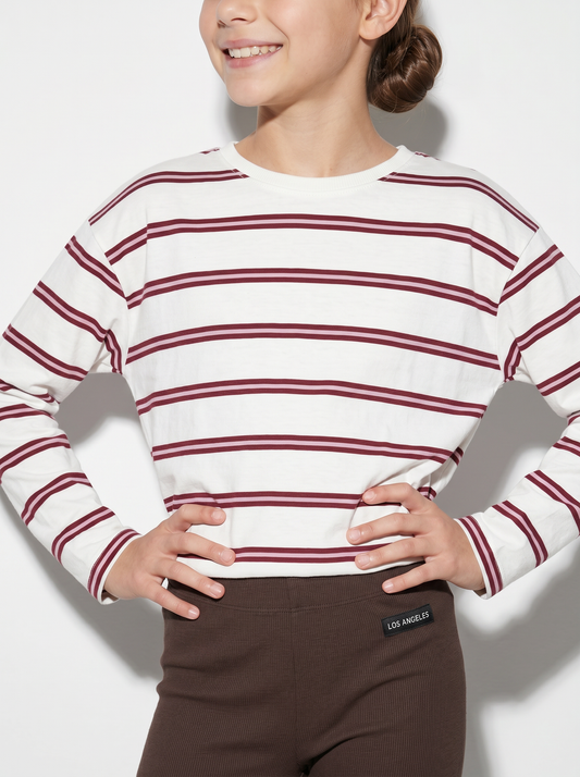 T-shirt a righe manica lunga da bambina - Righe