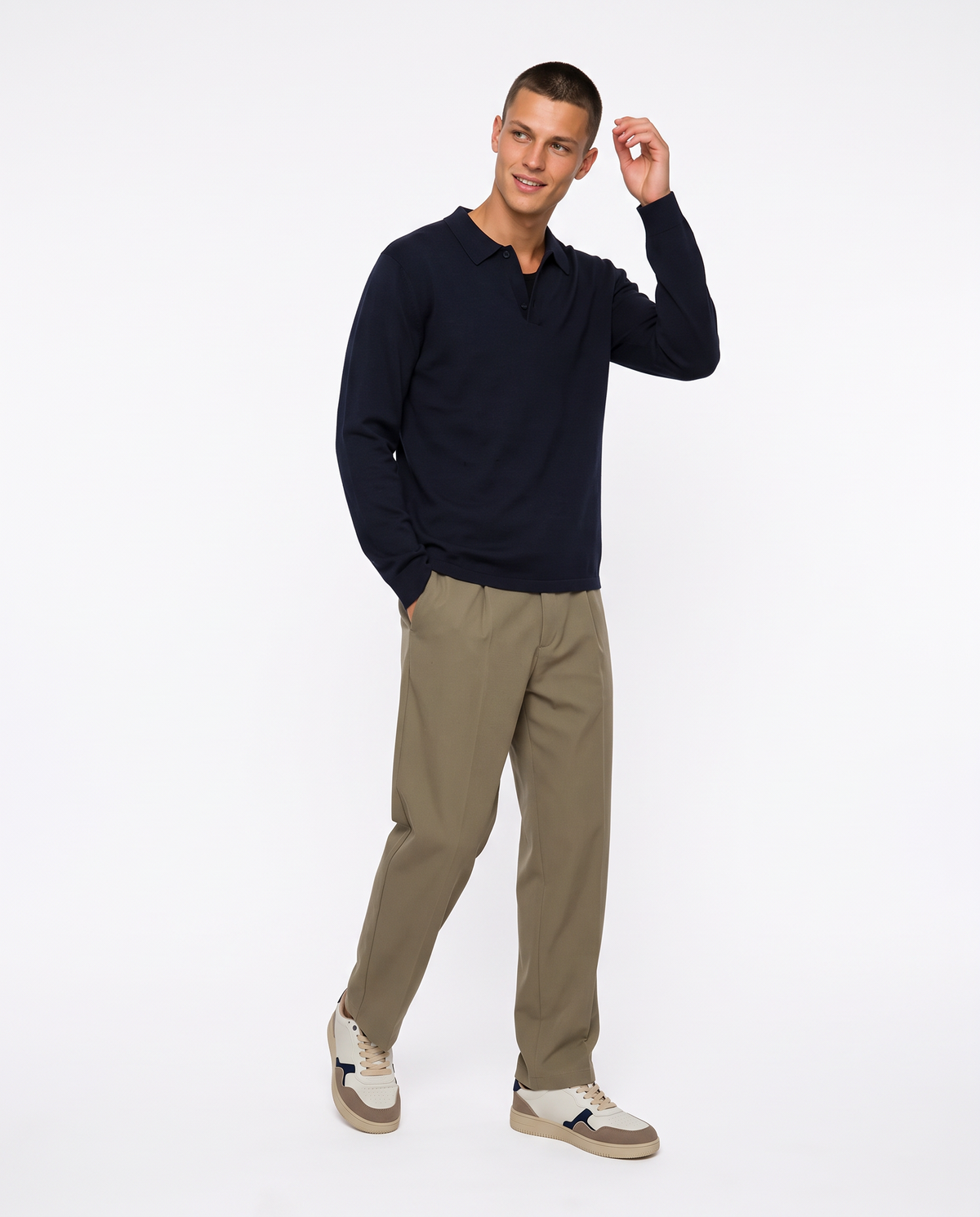 Premium Yarn Polo Shirt with Collar - Blue