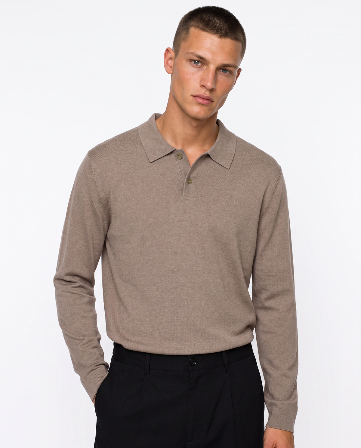 Premium Yarn Polo Shirt with Collar - Green