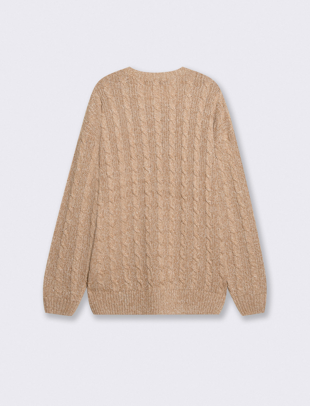 Maglia girocollo a trecce bicolor - Beige