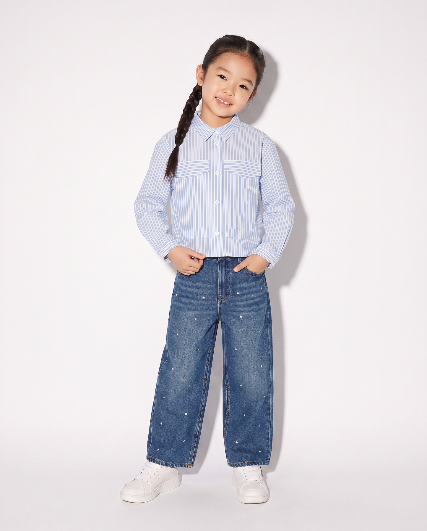 Striped shirt with metallic details - Sky blue