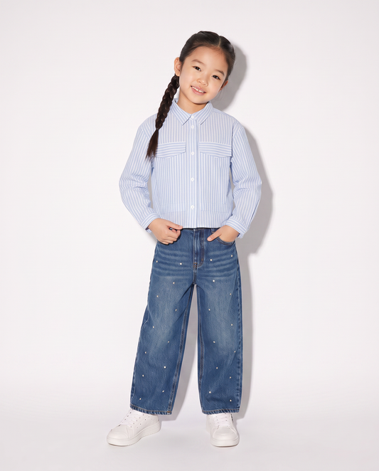 Striped shirt with metallic details - Sky blue