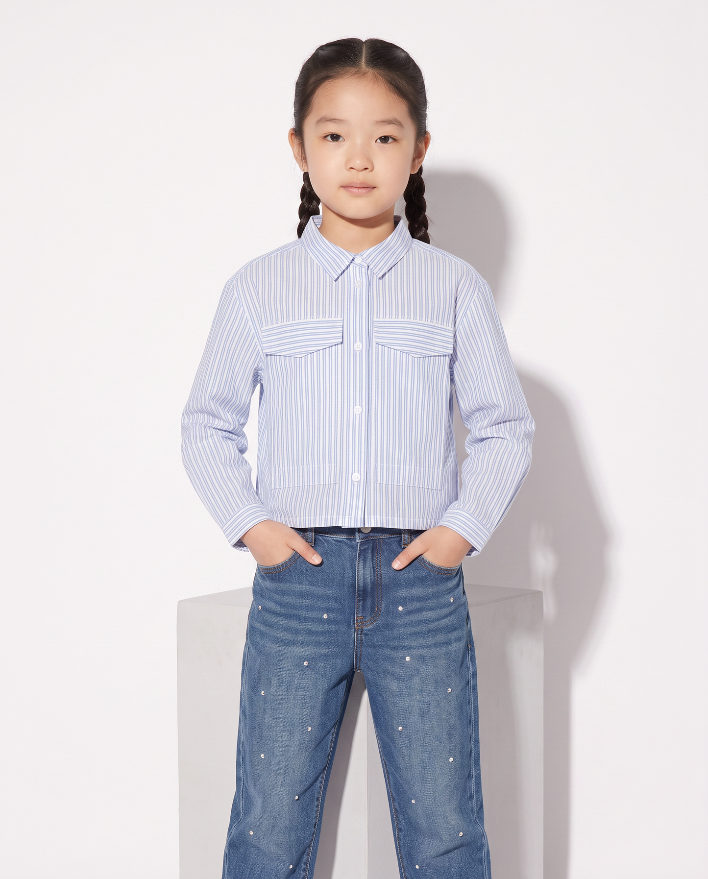 Striped shirt with metallic details - Sky blue