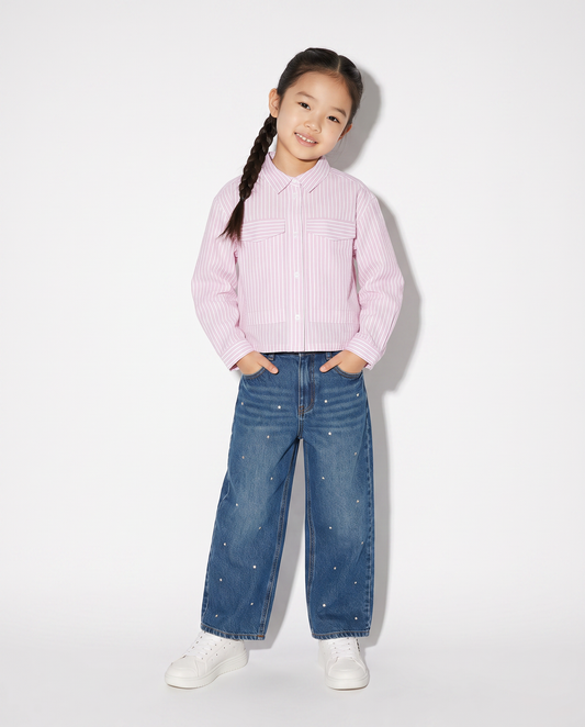 Striped shirt with metallic details - Pink