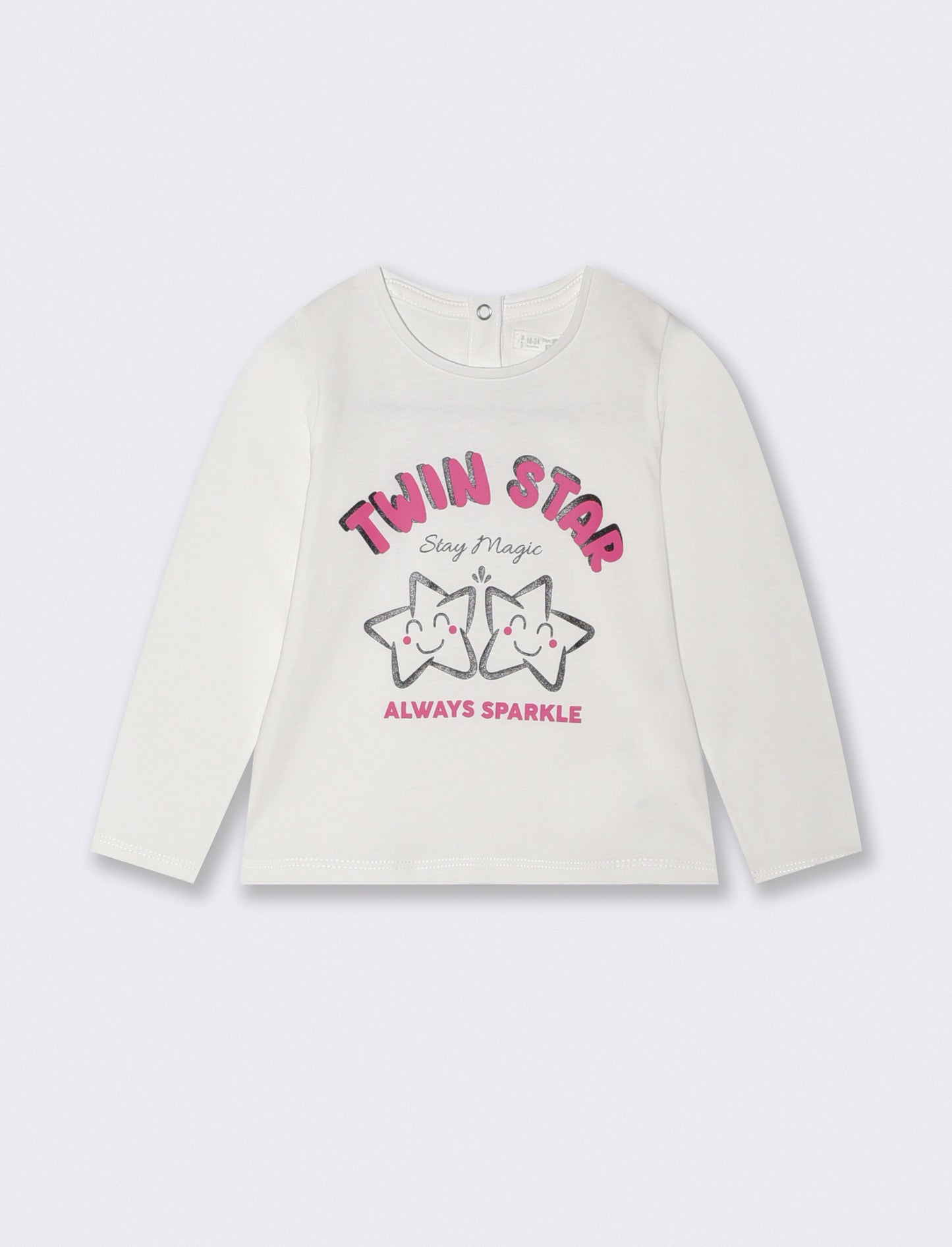 Basic T-shirt with shiny print - White