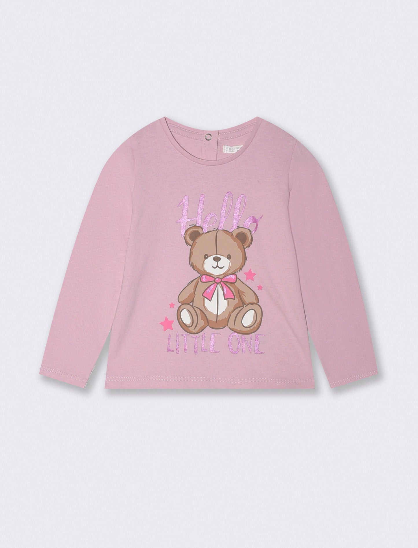 Basic T-shirt with shiny print - Pink