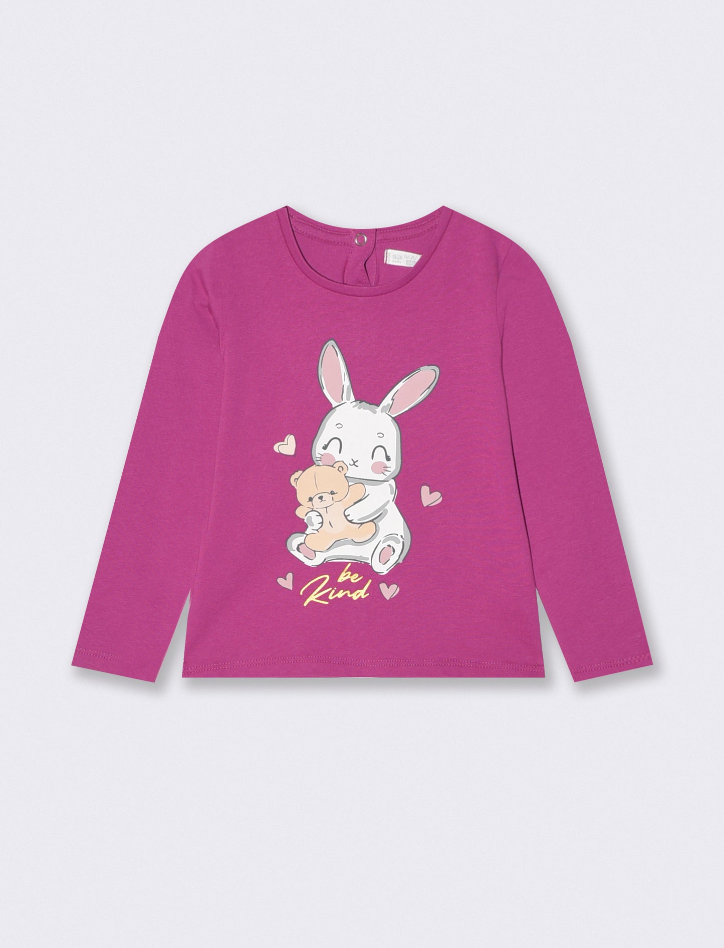Basic T-shirt with shiny print - Fuxia