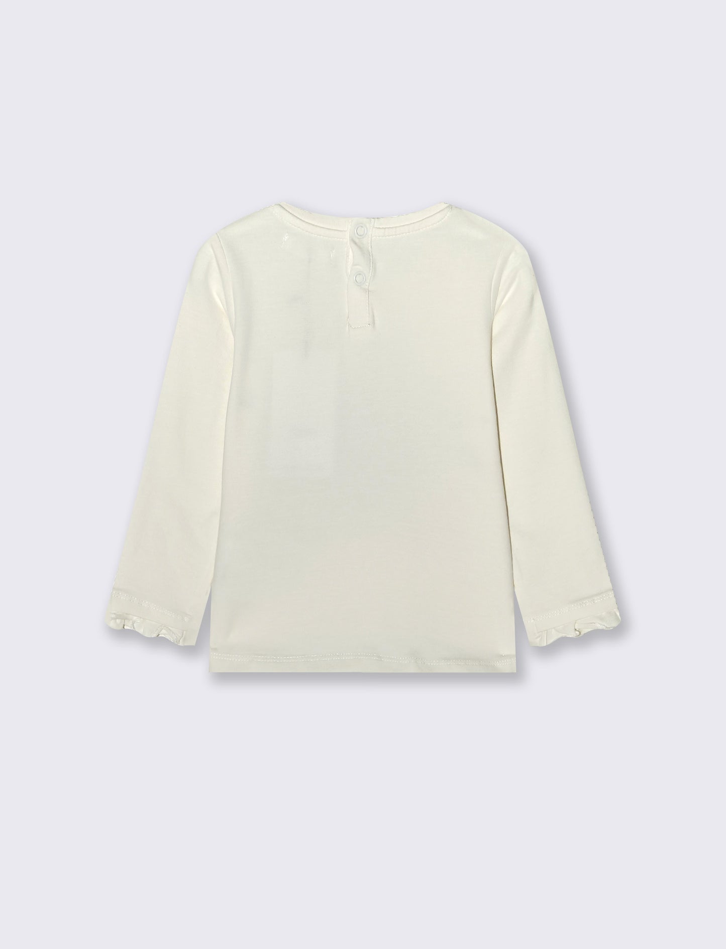 Long sleeve T-shirt with print and ruffle - White