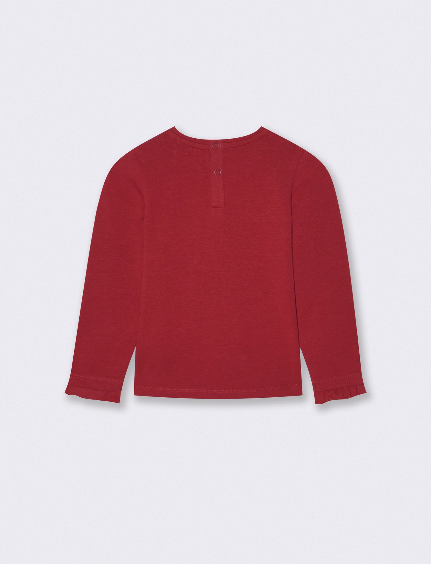 Long sleeve T-shirt with print and ruffle - Red