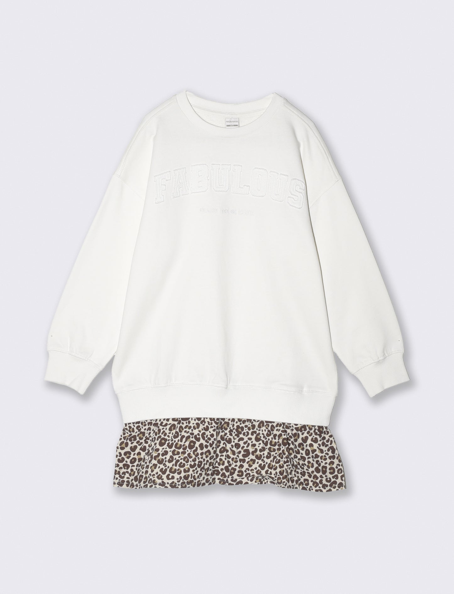 Sweatshirt dress with decorative ruffles - White