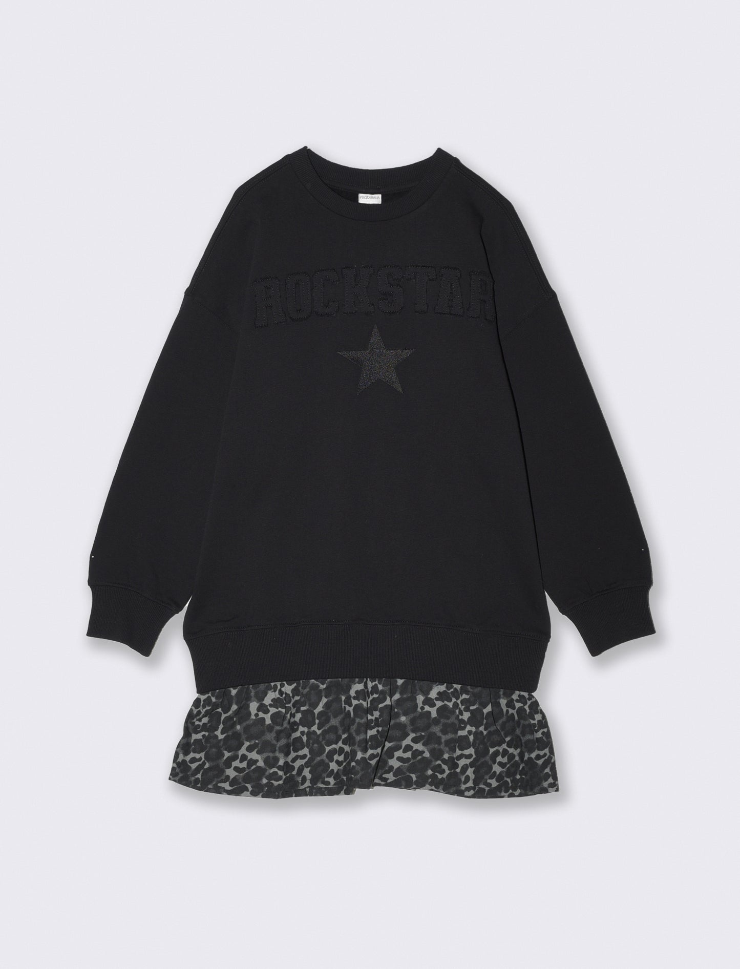 Sweatshirt dress with decorative ruffles - Black