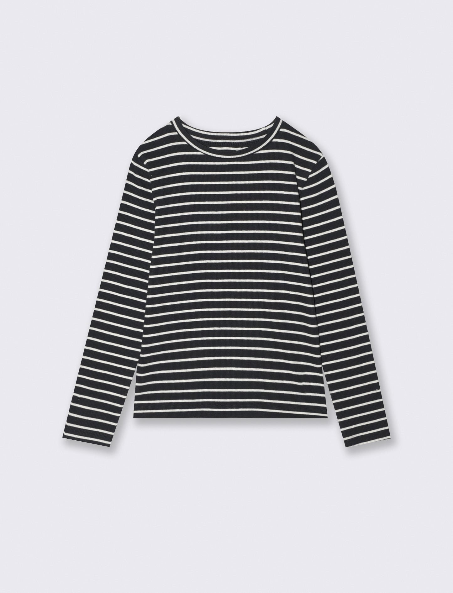 T-shirt manica lunga rigata in cotone - Nero-bianco