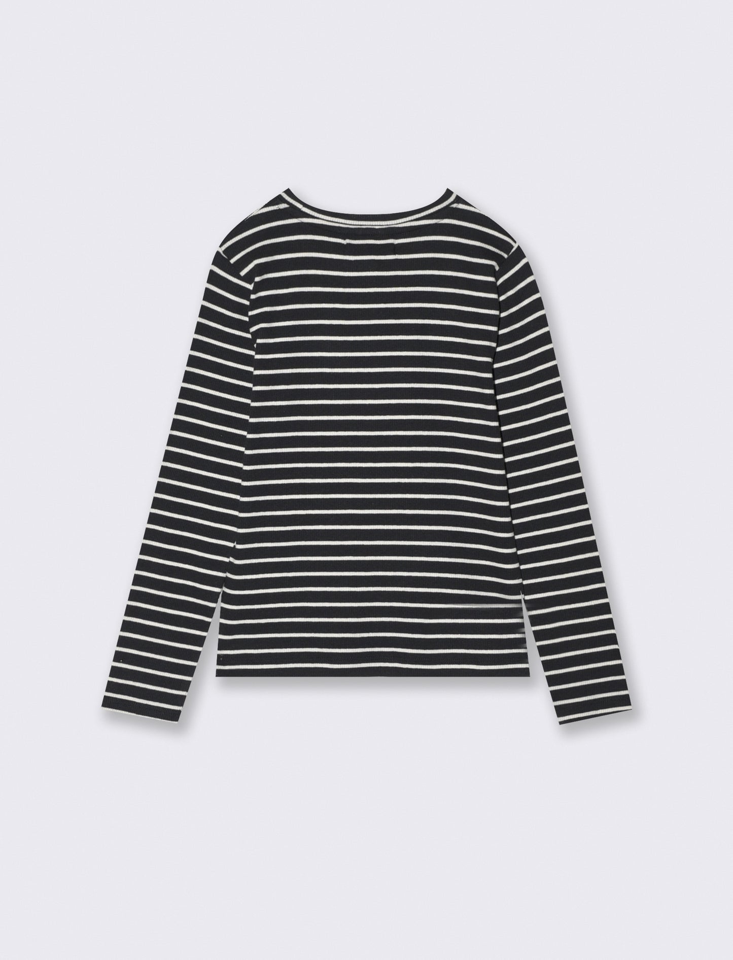 T-shirt manica lunga rigata in cotone - Nero-bianco