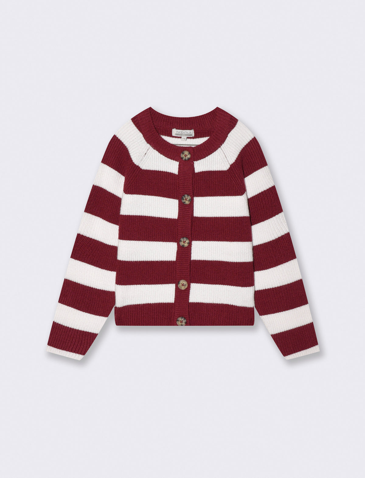 Striped crew neck cardigan for girls - Red