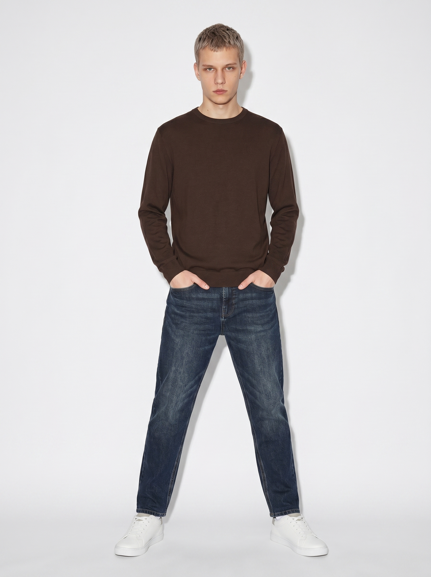Maglia girocollo in puro cotone premium - Moro