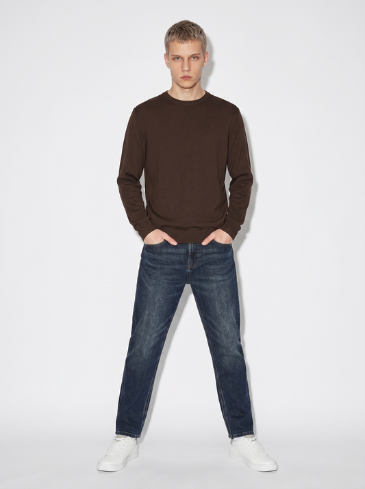 Maglia girocollo in puro cotone premium - Moro