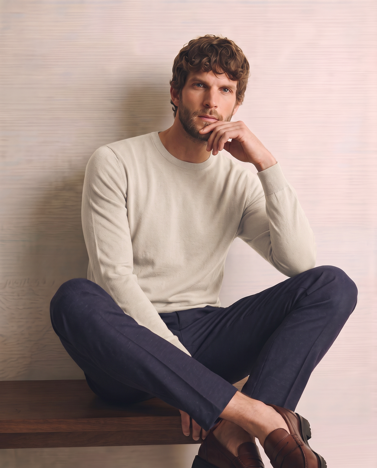 Maglia Girocollo Basic Regular Fit - Sabbia