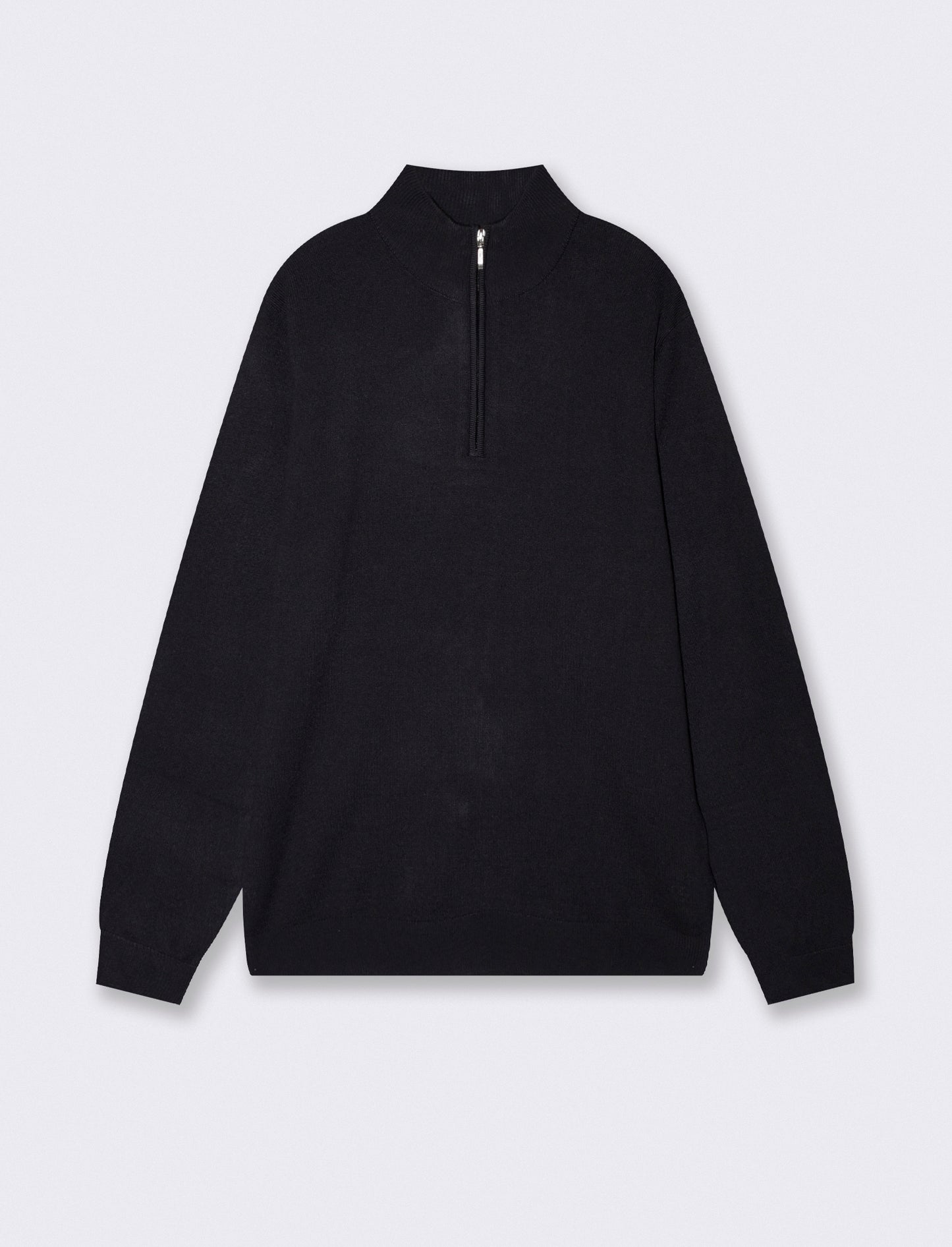 Basic high collar sweater with zip - Blue
