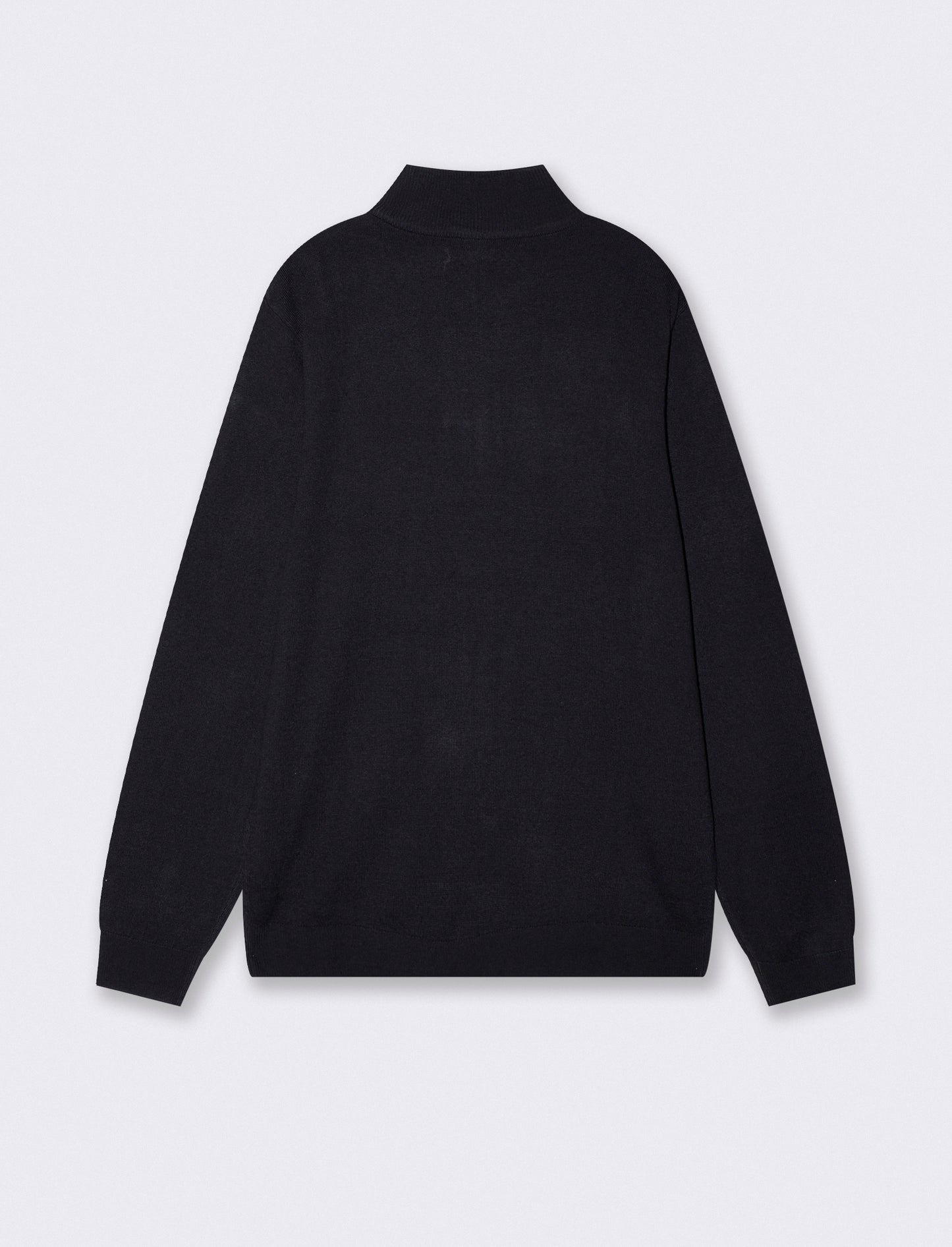 Basic high collar sweater with zip - Blue