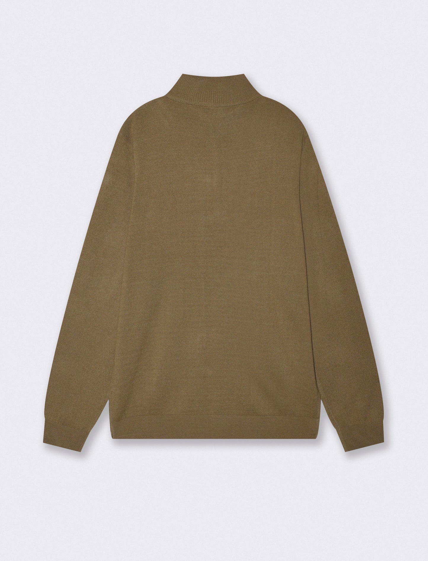 Basic high collar sweater with zip - Green