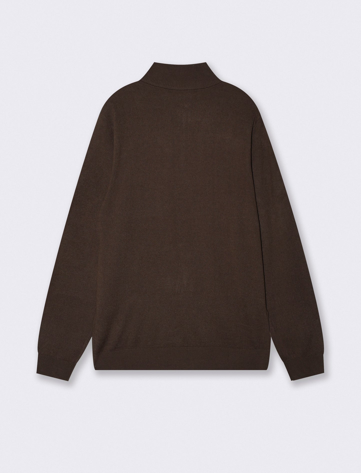 Basic high collar sweater with zip - Brown