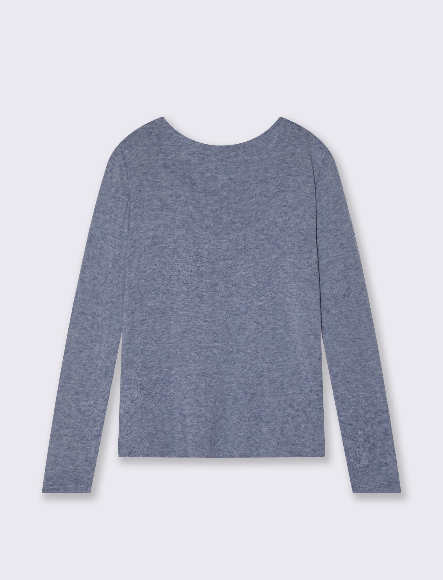 Tshirt manica lunga in tessuto pesante con collana - Denim