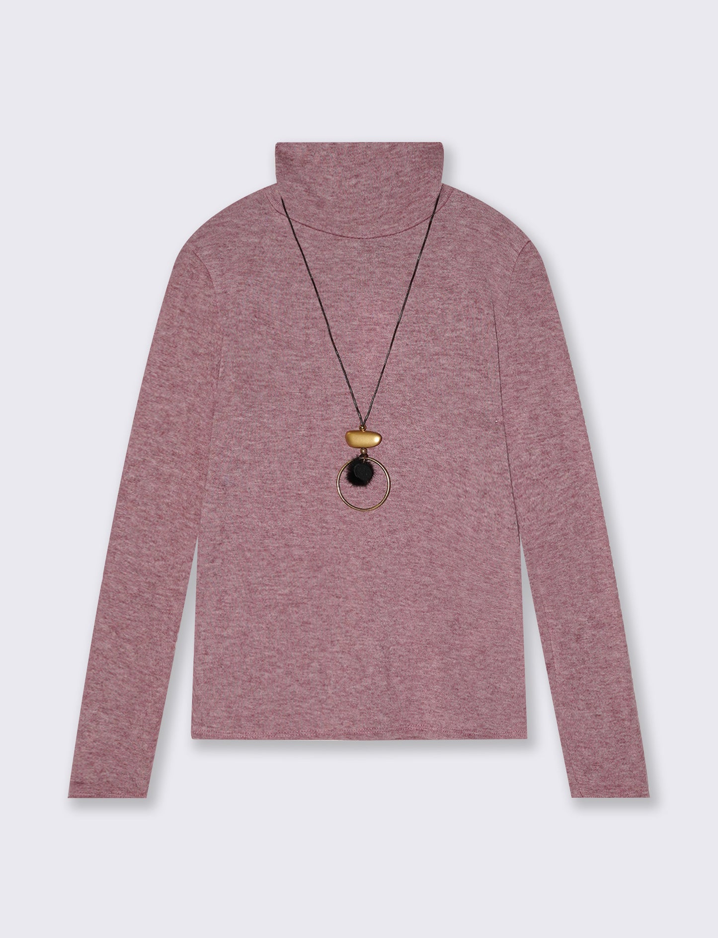 Maglia collo alto con collana - Bordeaux