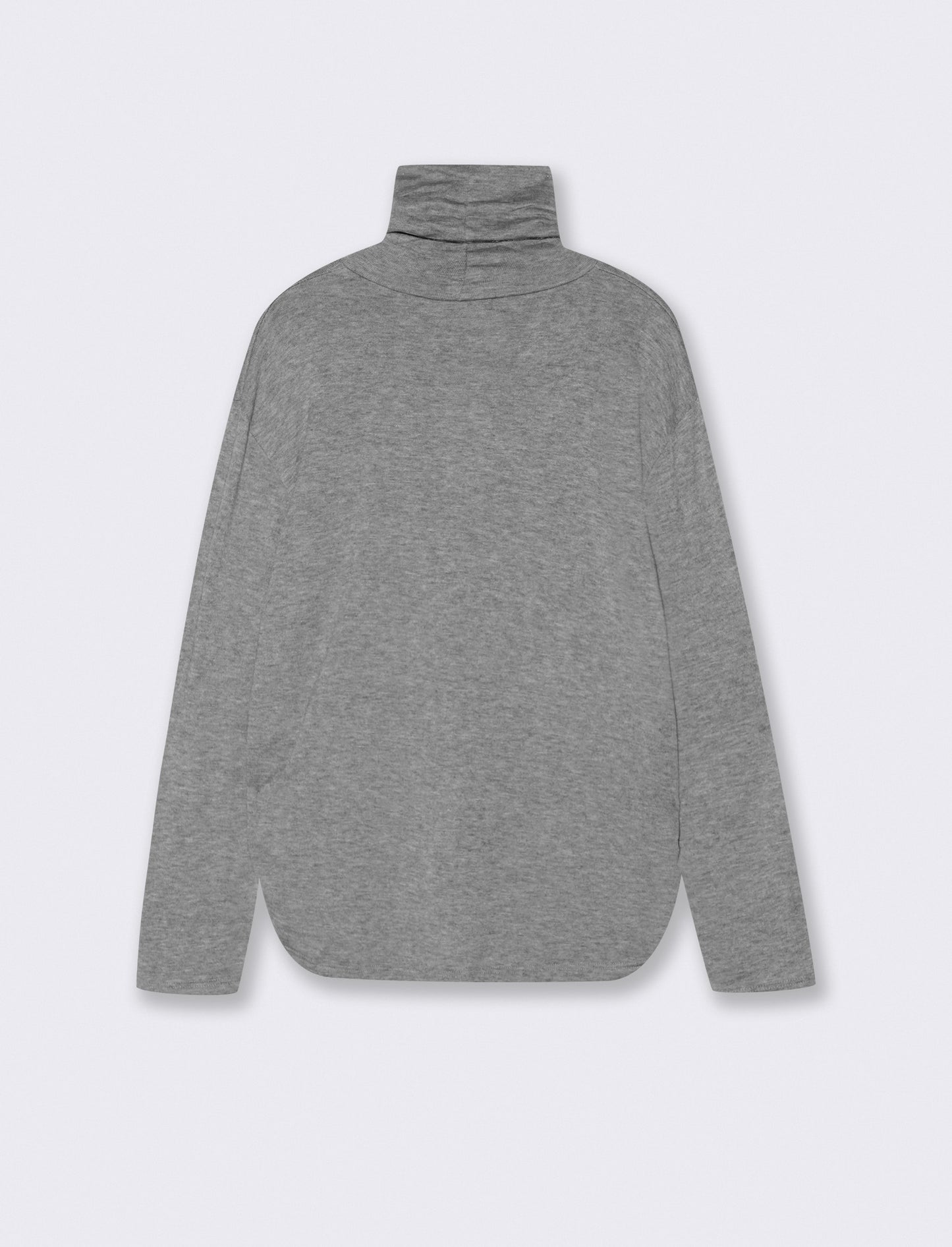 Tshirt manica lunga con collo alto in tessuto pesante con collana - Grigio mel.