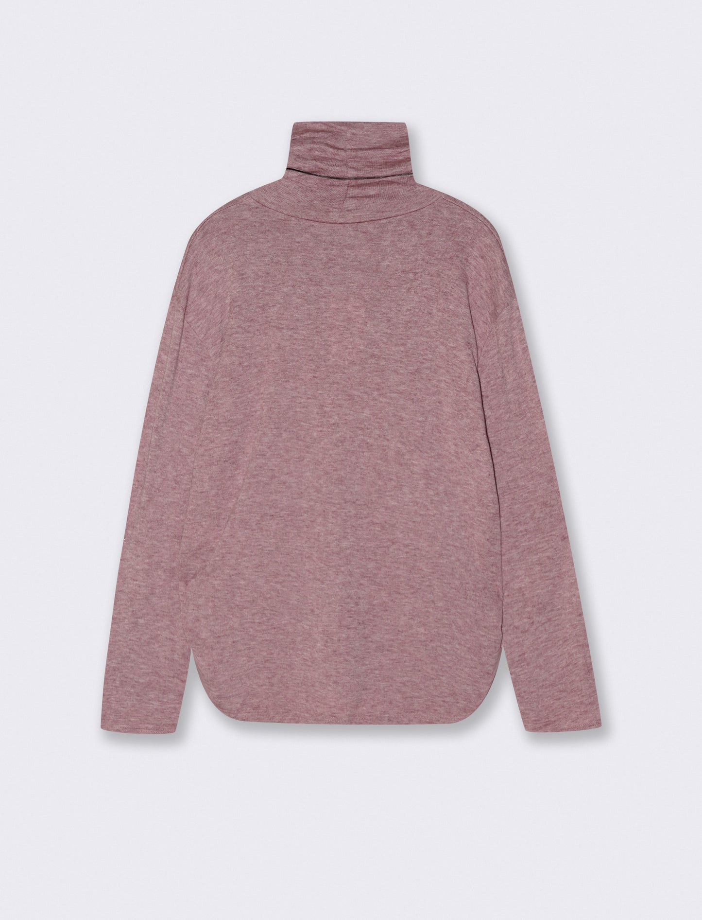 Tshirt manica lunga con collo alto in tessuto pesante con collana - Bordeaux