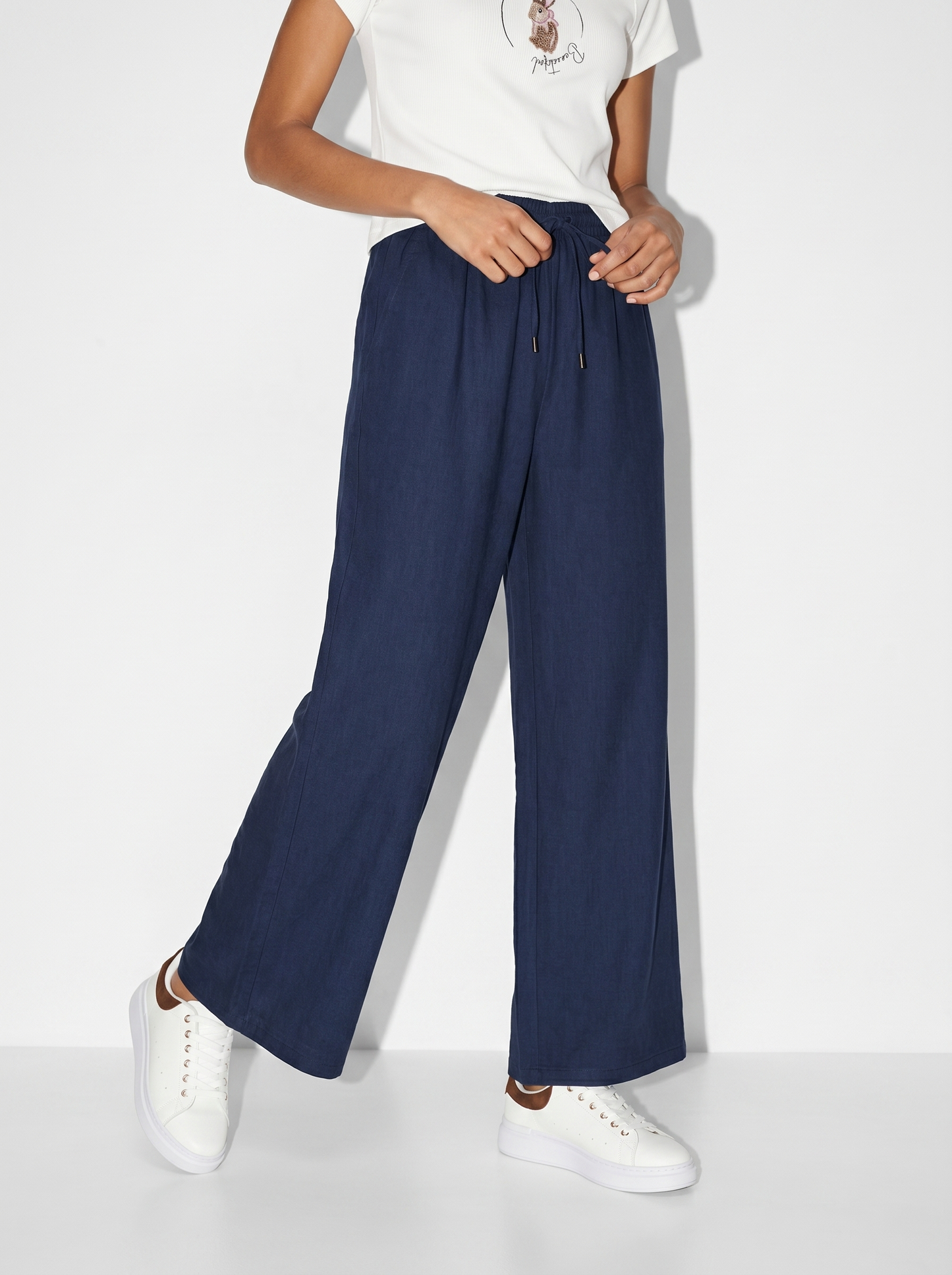 Elastic Waist Pants - Blue