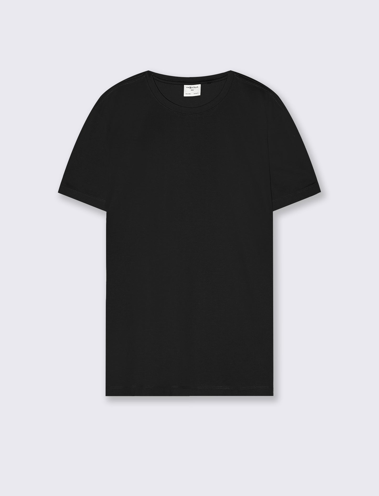 T-shirt girocollo in cotone mercerizzato - Nero
