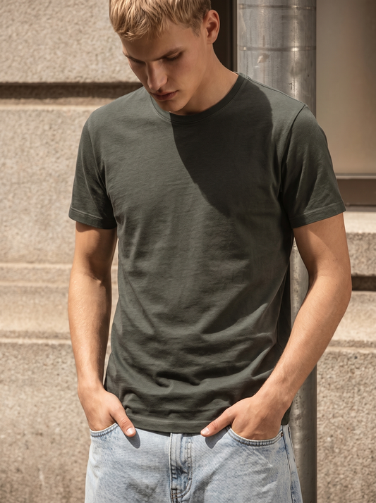 Mercerized cotton crew neck T-shirt - Green
