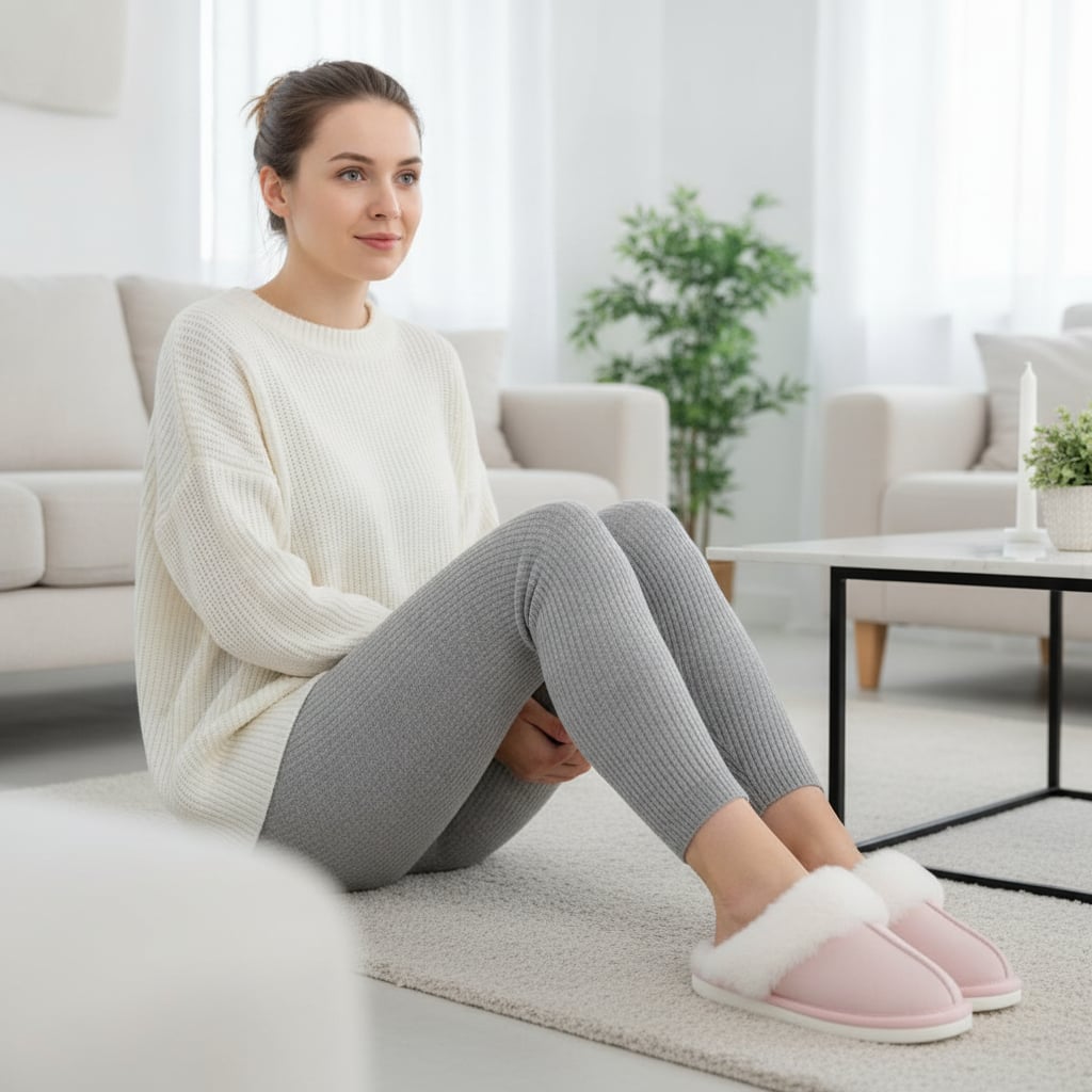 Pantofola calda da in tessuto furry - Rosa