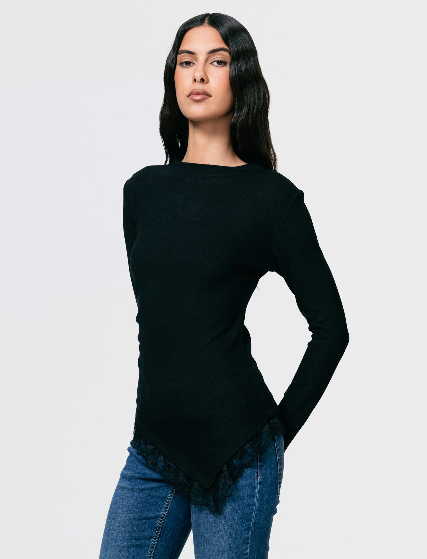 T-SHIRT MANICA LUNCA CON INSERTO - Nero