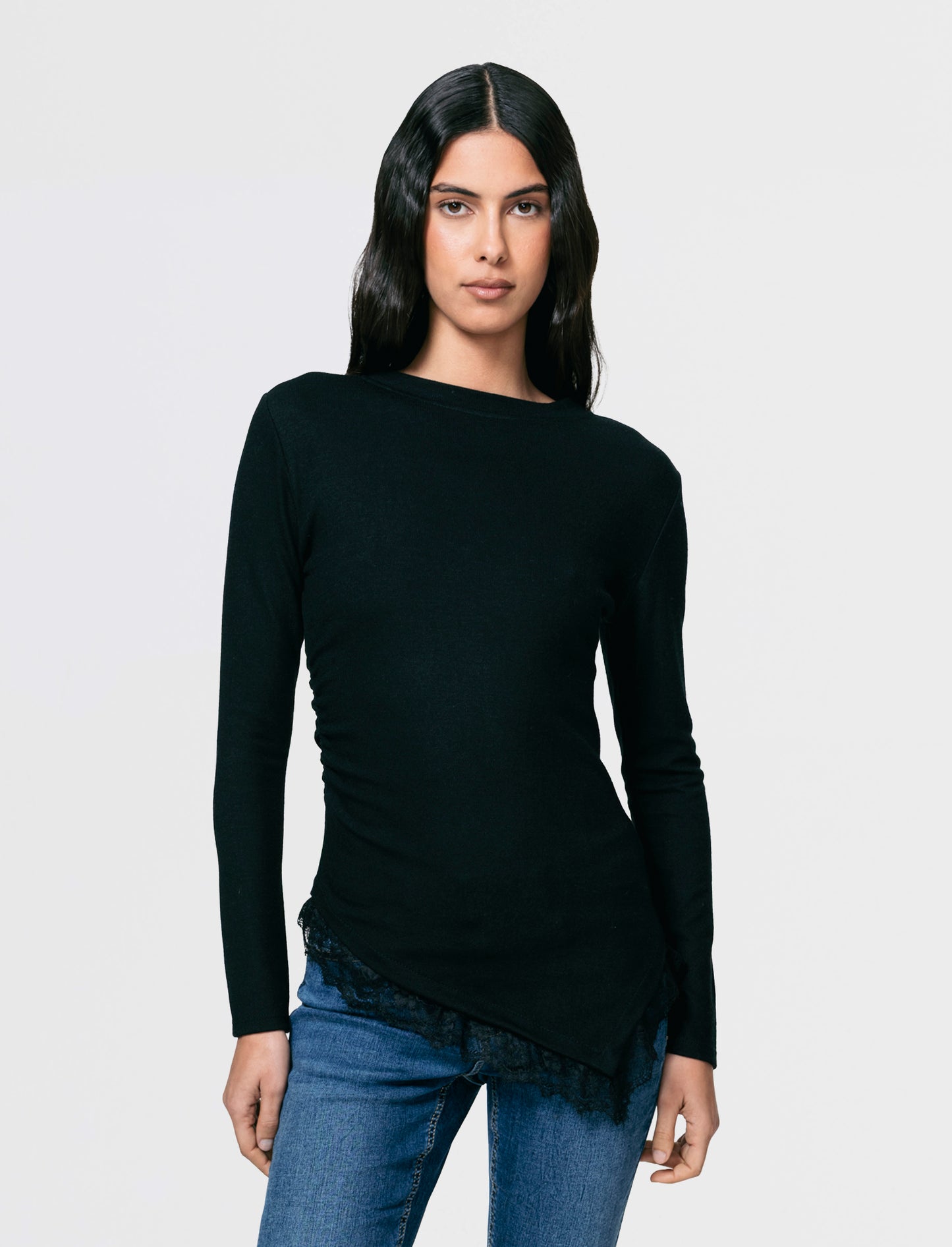T-SHIRT MANICA LUNCA CON INSERTO - Nero