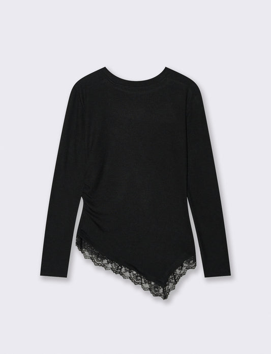 T-SHIRT MANICA LUNCA CON INSERTO - Nero