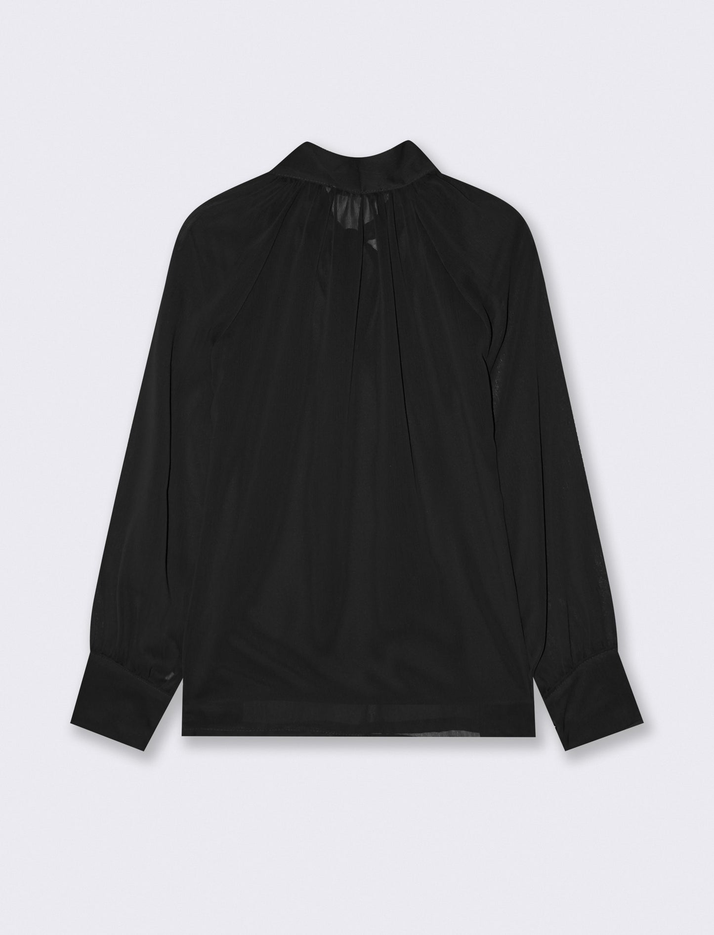 Casacca in tessuto leggero con fiocco al collo - Nero
